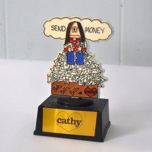 80s Paperweight Cathy Vintage Desk Office